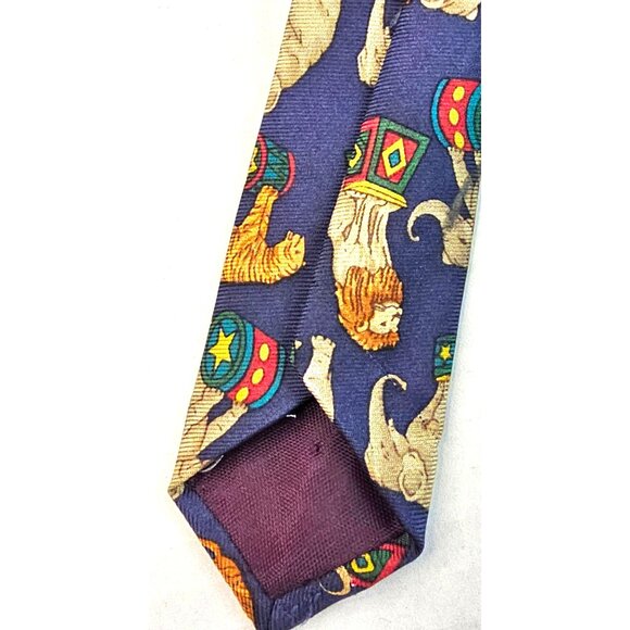 Vintage Van Heusen Mens 417 Silk Tie With Circus Animal Print - Picture 2 of 7